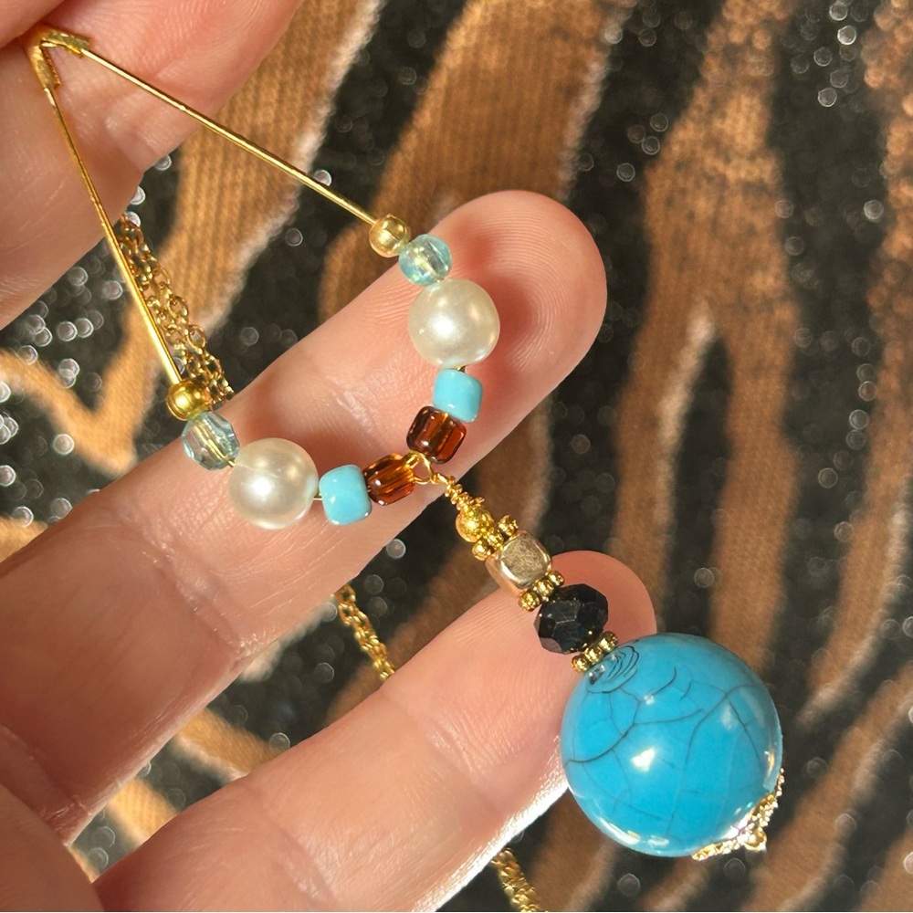 Handcrafted vintage bead changeable charm pendant on chain necklace